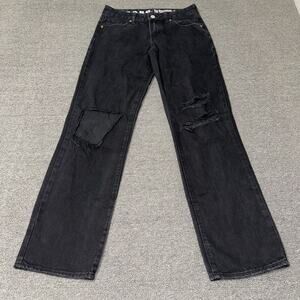Song 90s Boyfriend Jeans Women's 3/26 Black Denim Distressed Low Rise Casual